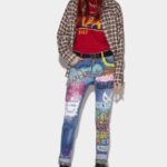 Dsquared2 Iconic L.A. Customized Graffiti Wash Skinny Dan Cropped Jeans