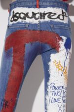 Dsquared2 Iconic L.A. Customized Graffiti Wash Skinny Dan Cropped Jeans - Image 3