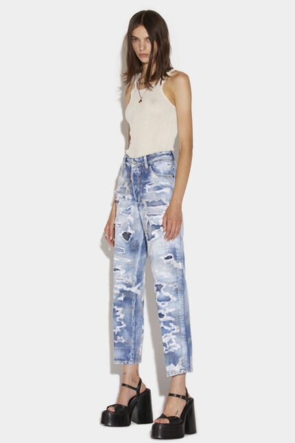 Dsquared2 Iconic Light Camo Glitter Wash Boston Jeans