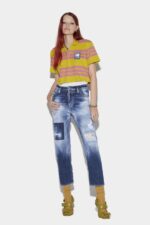 Dsquared2 Iconic Medium Dark Knee&Leg Patch Wash Boston Jeans