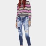 Dsquared2 Iconic Medium Dark Knee&Leg Patch Wash Jennifer Jeans
