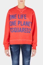 Dsquared2 Iconic One Life Organic Cotton Cool Sweatshirt D2 RED