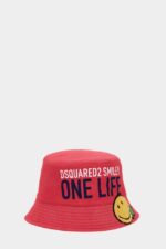 Dsquared2 Iconic One Life Recycled Nylon Bucket Hat POPPY RED/PETAL PINK - Image 3