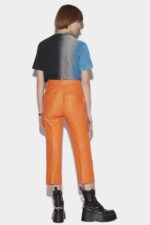 Dsquared2 Iconic One Pleat Bell Bottom Trousers ORANGE/BLACK - Image 2