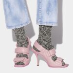 Dsquared2 Iconic PaddeD2 Heeled Sandals GREEN/PINK
