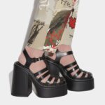 Dsquared2 Iconic Platform Heeled Sandals D2 BLACK