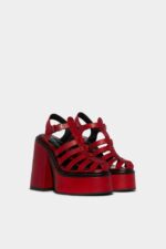 Dsquared2 Iconic Platform Heeled Sandals RED/COGNAC - Image 4