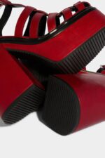Dsquared2 Iconic Platform Heeled Sandals RED/COGNAC - Image 5