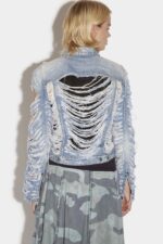 Dsquared2 Iconic Rip Boyfriend Jean Jacket - Image 2
