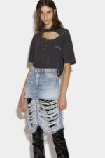 Dsquared2 Iconic Ripped Midi Skirt