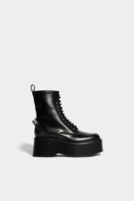 Dsquared2 Iconic Scribbles Combat Ankle Boots BLACK