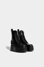 Dsquared2 Iconic Scribbles Combat Ankle Boots BLACK - Image 3