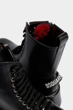 Dsquared2 Iconic Scribbles Combat Ankle Boots BLACK - Image 4
