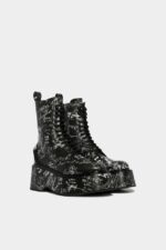 Dsquared2 Iconic Scribbles Combat Ankle Boots BLACK/FANTASY - Image 3