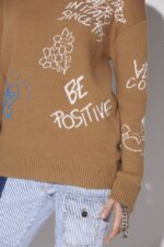 Dsquared2 Iconic Scribbles Round Neck Sweater D2 CAMEL - Image 3