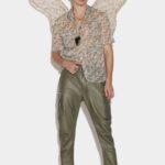 Dsquared2 Iconic Scruffed Leather Combat Trousers BEIGE/MILITARY GREEN