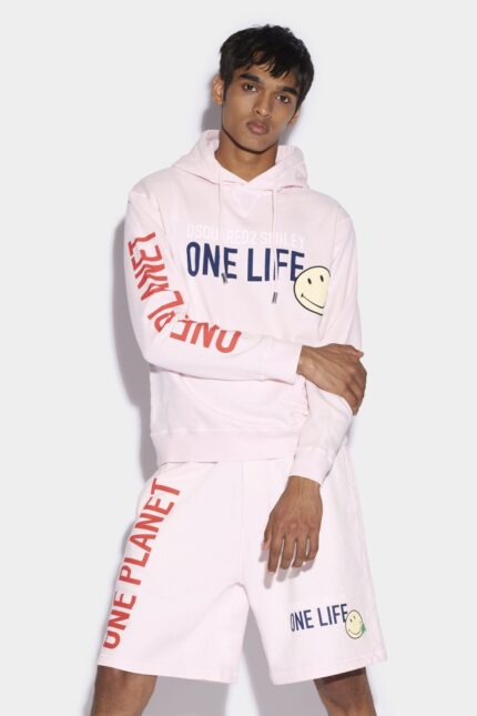 Dsquared2 Iconic Smiley Organic Cotton Cool Fit Sweatshirt D2 PINK