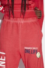 Dsquared2 Iconic Smiley Organic Cotton Joggers RED D2 - Image 4