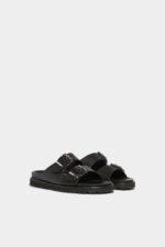 Dsquared2 Iconic Sonny Flat Sandals D2 BLACK - Image 3