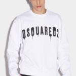 Dsquared2 Iconic Spray Logo Cool Sweater WHITE/BLACK