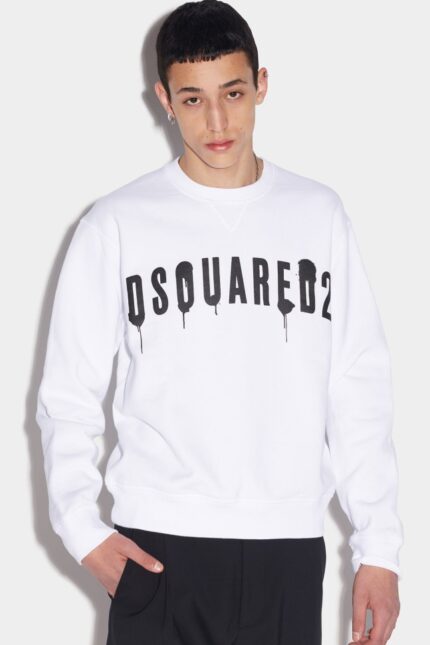 Dsquared2 Iconic Spray Logo Cool Sweater WHITE/BLACK