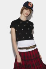 Dsquared2 Iconic Studded Crop T-Shirt