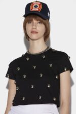 Dsquared2 Iconic Studded Crop T-Shirt - Image 3