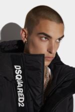 Dsquared2 Iconic Velcro Logo Zip Puffer RED/BLACK - Image 3