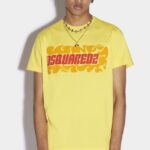 Dsquared2 Iconic Wave Logo Cigar T-Shirt WHITE/YELLOW