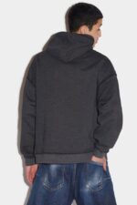 Dsquared2 Iconic Wave Logo Herca Hoodie SILVER LAKE/BLACK - Image 2