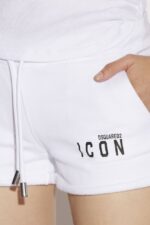 Dsquared2 Iconic WHITE/DARK FUXIA Mini Icon Shorts - Image 4