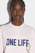 Dsquared2 Iconic WHITE/PINK Smiley Organic Cotton Cool Fit Sweatshirt D2 - Image 3