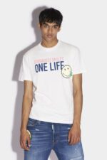 Dsquared2 Iconic WHITE Smiley Partially Recycled Cotton Cool Fit T-Shirt