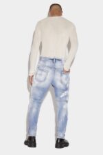 Dsquared2 New In Light White Paint Wash Combat Jeans - Image 2