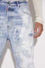 Dsquared2 New In Light White Paint Wash Combat Jeans - Image 3