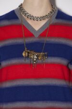 Dsquared2 New In Stripes V-Neck Sweater BLUE/FANTASY - Image 3